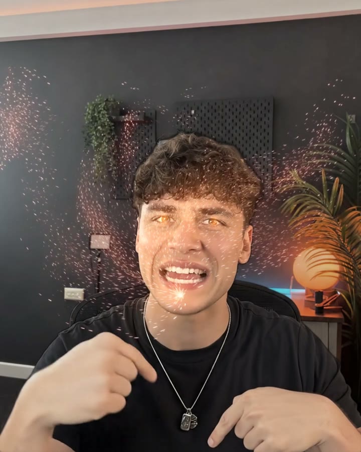 A presenter in a home studio pitching an AI ad tool, mid-sentence